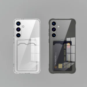 Coque en silicone avec fente pour carte transparente pour Samsung Galaxy S25 S24 S23 S22 S21 Plus Note 20 Ultra S20 FE - Coque de protection