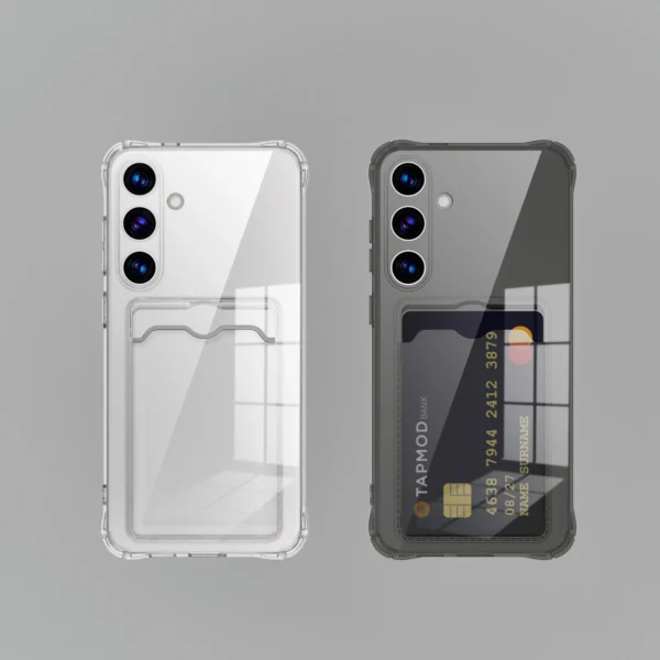 Coque en silicone avec fente pour carte transparente pour Samsung Galaxy S25 S24 S23 S22 S21 Plus Note 20 Ultra S20 FE - Coque de protection