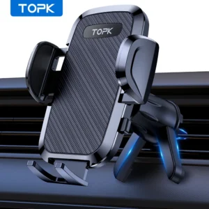 kf-S512754363ea947fe8898c39466735ff04 Support Voiture Universel TOPK – Support Téléphone Auto à Gravité – Fixation par Clip sur Grille d’Aération – Support Mobile Compatible Tous Téléphones