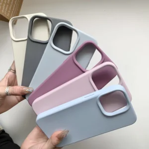 Coque en silicone liquide pour Apple iPhone 11, 12, 13, 14, 15, 16, 17 Pro Max, 17 Air, 16 Plus – Étui protecteur au style officiel d’origine.
