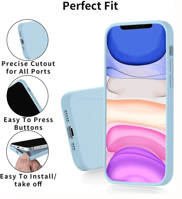 Coque en silicone liquide pour Apple iPhone 11, 12, 13, 14, 15, 16, 17 Pro Max, 17 Air, 16 Plus – Étui protecteur au style officiel d’origine.