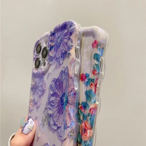 Coque iPhone rétro avec motif floral – Design artistique, protection antichoc en silicone souple