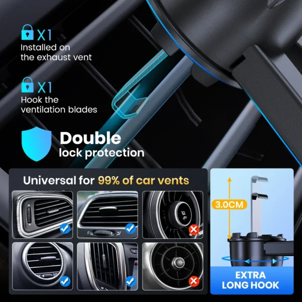 Support Voiture Universel TOPK – Support Téléphone Auto à Gravité – Fixation par Clip sur Grille d’Aération – Support Mobile Compatible Tous Téléphones