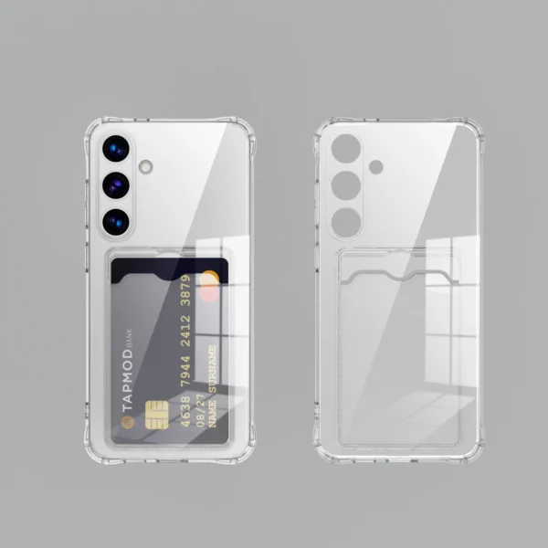Coque en silicone avec fente pour carte transparente pour Samsung Galaxy S25 S24 S23 S22 S21 Plus Note 20 Ultra S20 FE - Coque de protection