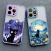 kf-Se05468f125164d2e8b885176b6d137b4a Coque artistique Chat noir Nuit étoilée pour iPhone 7, 8, X, XR, XS, 11, 12, 13, 14, 15, 16 Mini, Pro Max, Plus – Coque antichoc