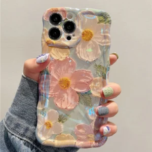 Coque iPhone rétro avec motif floral – Design artistique, protection antichoc en silicone souple