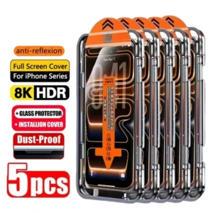 Protecteur d'écran HD facile à installer, 1 à 5 pièces, pour iPhone 17 16 13 Pro Max 11 15 14 16e 12 Mini XR X Xs 7 8 Plus, verre trempé à l'air