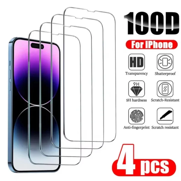 1-4 pièces verre de protection pour iPhone 17 16 15 14 13 12 11 Pro XR X XS Max protecteurs d'écran pour iPhone 7 8 6 Plus 12 13 Mini verre